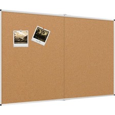 Large Cork Bulletin Board Wall-Mounted Foldable Notice Pin Board for School O...
