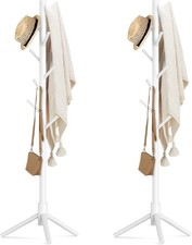Wooden Coat Rack Stand with 8 Hooks 3 Adjustable Coat Standing Tree EasyAssembly