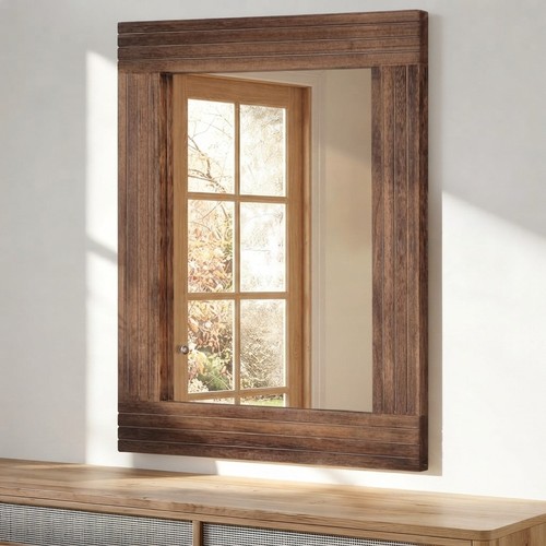 Large framed wood mirror - framed,