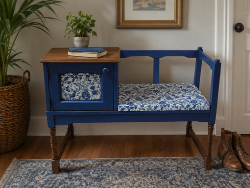 Upcycled oak telephone bench - upcycled,