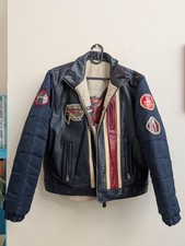 Vintage Avirex Leather Reversible Bomber Jacket Denver Speed Skating Team USA