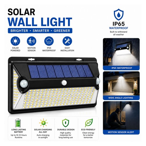 Super bright led - solar, wall