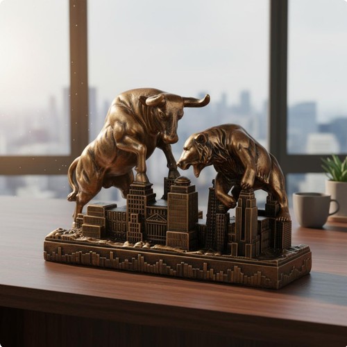 Bull versus bear figurine - bull,