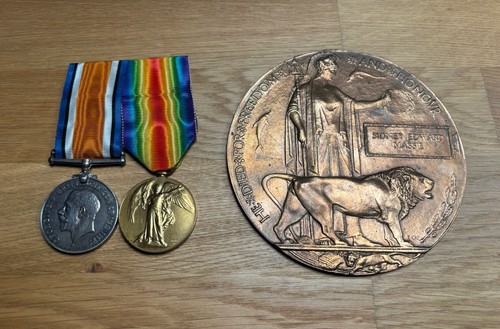 Ww1 medals pair and plaque - pair,