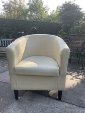 Cream Faux Leather Tub Chair X 2 £60 for both 