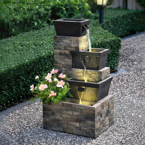 Outdoor fountain brick tiered - outdoor,