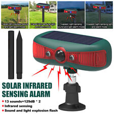 Solar Motion Sensor Security Alarm Outdoor Dog Barking Sound Warning Wall Mount