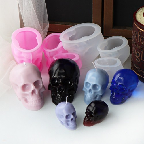 Skull candle mold silicone - skull,