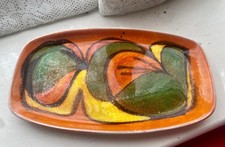 Poole Pottery Delphis Line(361) Pin Dish by Cynthia Bennett, Orange Background 
