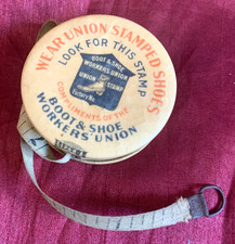 Vintage Metal USA Rotary Advertising Tape Measure Boot & Shoe Union Pre 1977