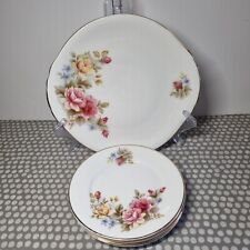Arklow Pottery Ireland 6 Piece Cake Set With Floral Decoration