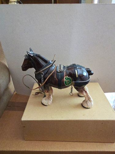 Ceramic harnessed shire horse - harnessed,