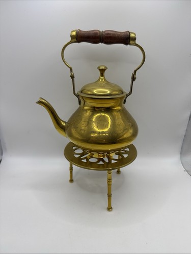 Vintage brass kettle teapot - vintage,