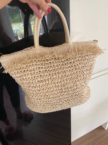 Summer raffia fringed zipped - summer,