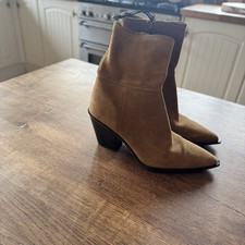 Zara Camel Brown Real Suede Cowboy Style Boots Size 6(39)