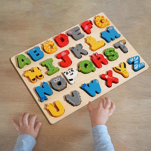 Wooden alphabet puzzle - wooden,