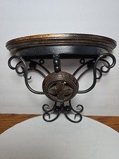 Wood & Metal Half Round Wall Shelf Scroll Heavy Rustic