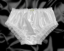 White Satin Frilly Lace Trim