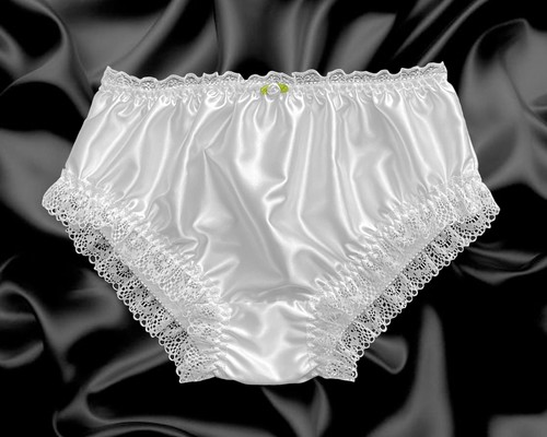 White satin frilly lace trim - satin,
