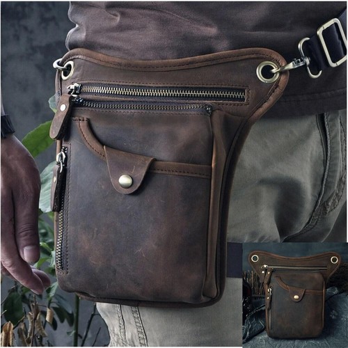 Vintage leather waist pack - waist, men