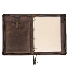 Luxury Retro A4 Cowhide Business Leather Portfolio with 4 Ring Binder Sketchbook