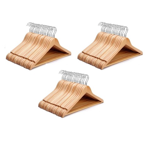 Natural wooden clothes hangers - natural,
