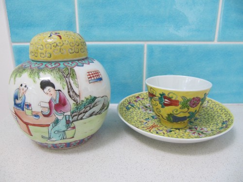 Vintage mun shou yellow - shou, bowl