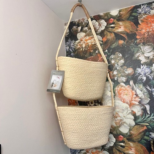 Double hanging baskets wicker - double,