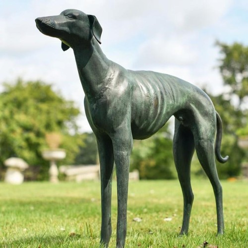 Decorative verdigris greyhound - verdigris,