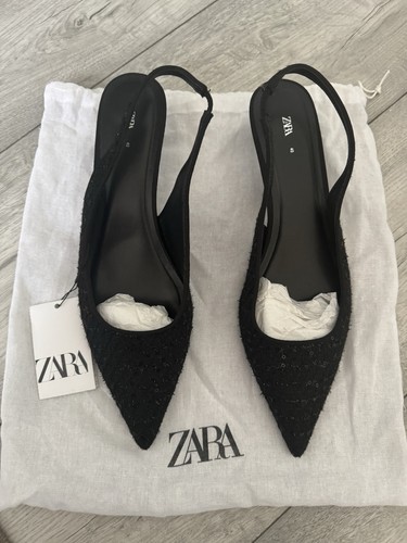 Zara black sequin pointed toe - zara,