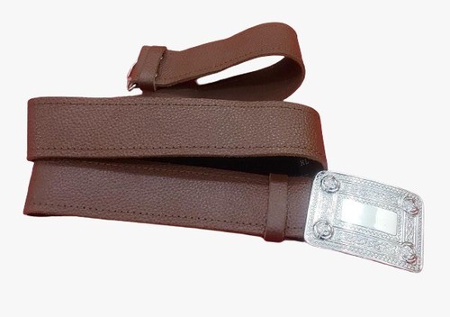 Brown leather scottish kilt - leather,