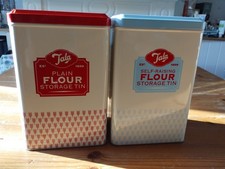 Set of 2 Tala Flour Storage Tins Plain & Self-Raising Vintage Retro Containers