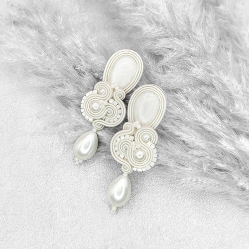 Bridal ivory soutache dangle - ivory,