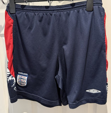 England Umbro Football 2005 National Training Shorts Blue Pockets Swim Large L