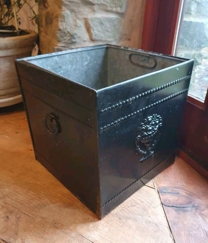 Antique vintage metal coal bin