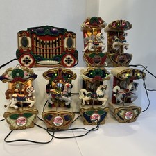 Mr. Christmas Holiday Carousel 6 Horse 21 Carols Music Lights ‘92 WORKS SEE VID!