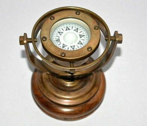 Brass gimbal compass antique - brass,
