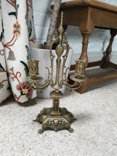 Antique French Rococo Style Brass Candlesticks C19th 36 Cm Tall 