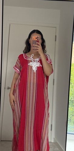 Moroccan red gandoura long - gandoura,