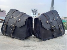 Genuine Leather 2 Motorcycle Black Saddlebags  Tool Bag JMB TRADE MARK  2024