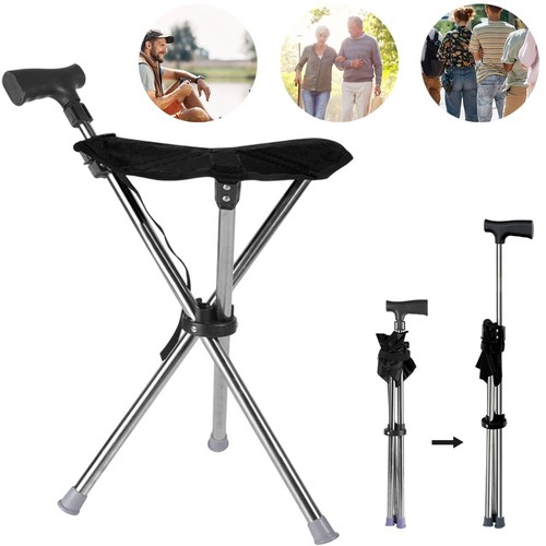 Folding seat cane - folding,