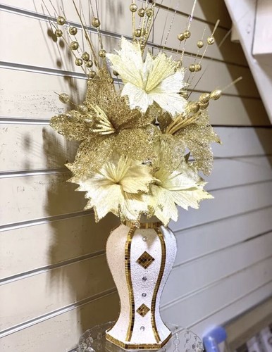 White gold vase with - gold,