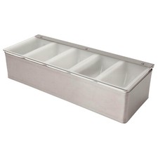 Stainless Steel 5 Compartments Condiment Holder Storage Unit Dispenser Bar Tray