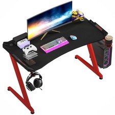 HOMCOM Gaming Desk with Gamepad Holder Cup Holder Headphone Hook Home Office