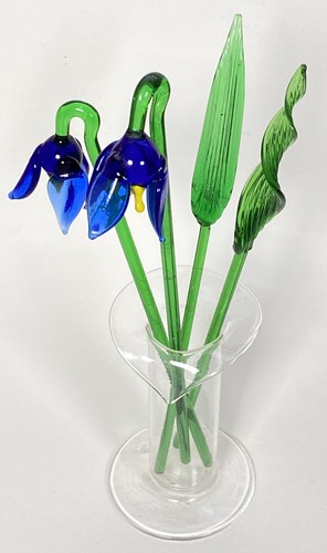 Glass flowers blue snowdrops - flowers,
