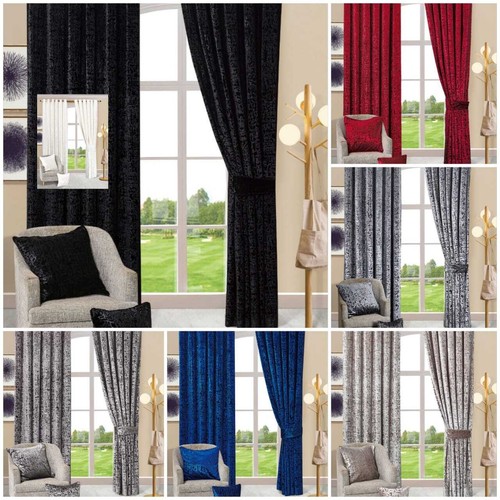 Crushed velvet curtains pair - velvet,
