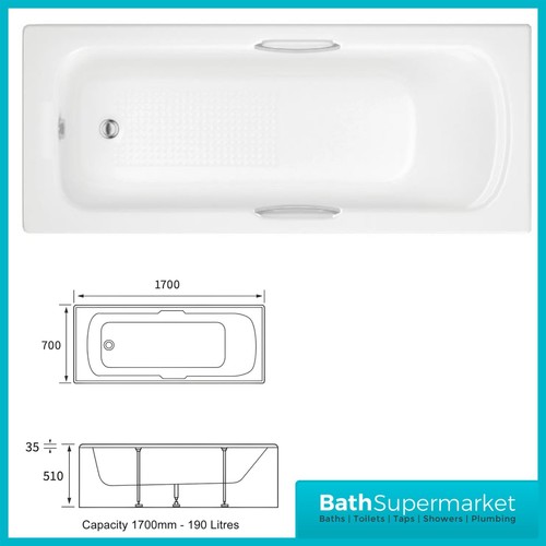 Gripped bath heavy duty - bath, 1700mm