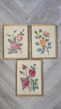 3 x framed floral needlepoint