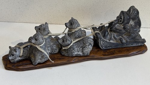 Edmund wolf dog sled sculpture - sled,