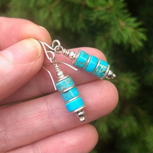 Turquoise beaded earrings - turquoise,